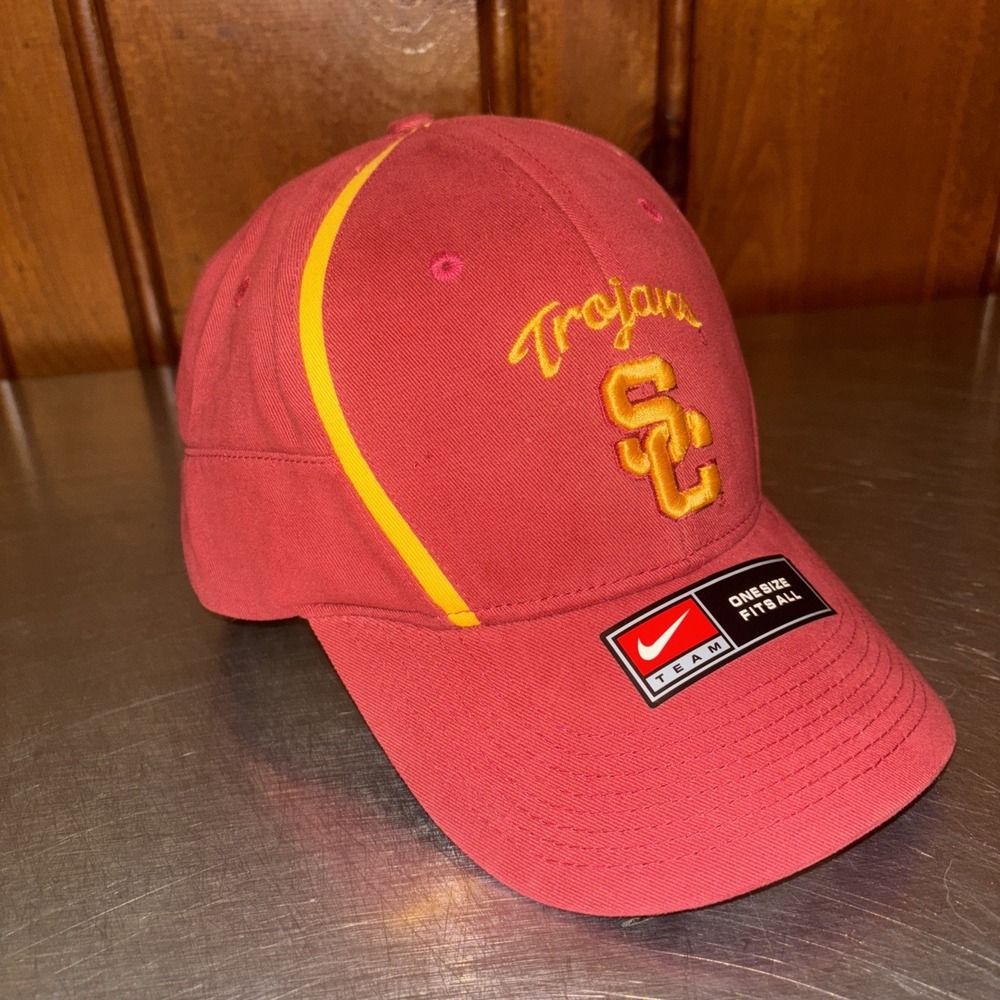 NEW USC Trojans Y2K‎ Nike Team Dad Hat Strapback Cap Red Gold Football Swoosh - Picture 2 of 6